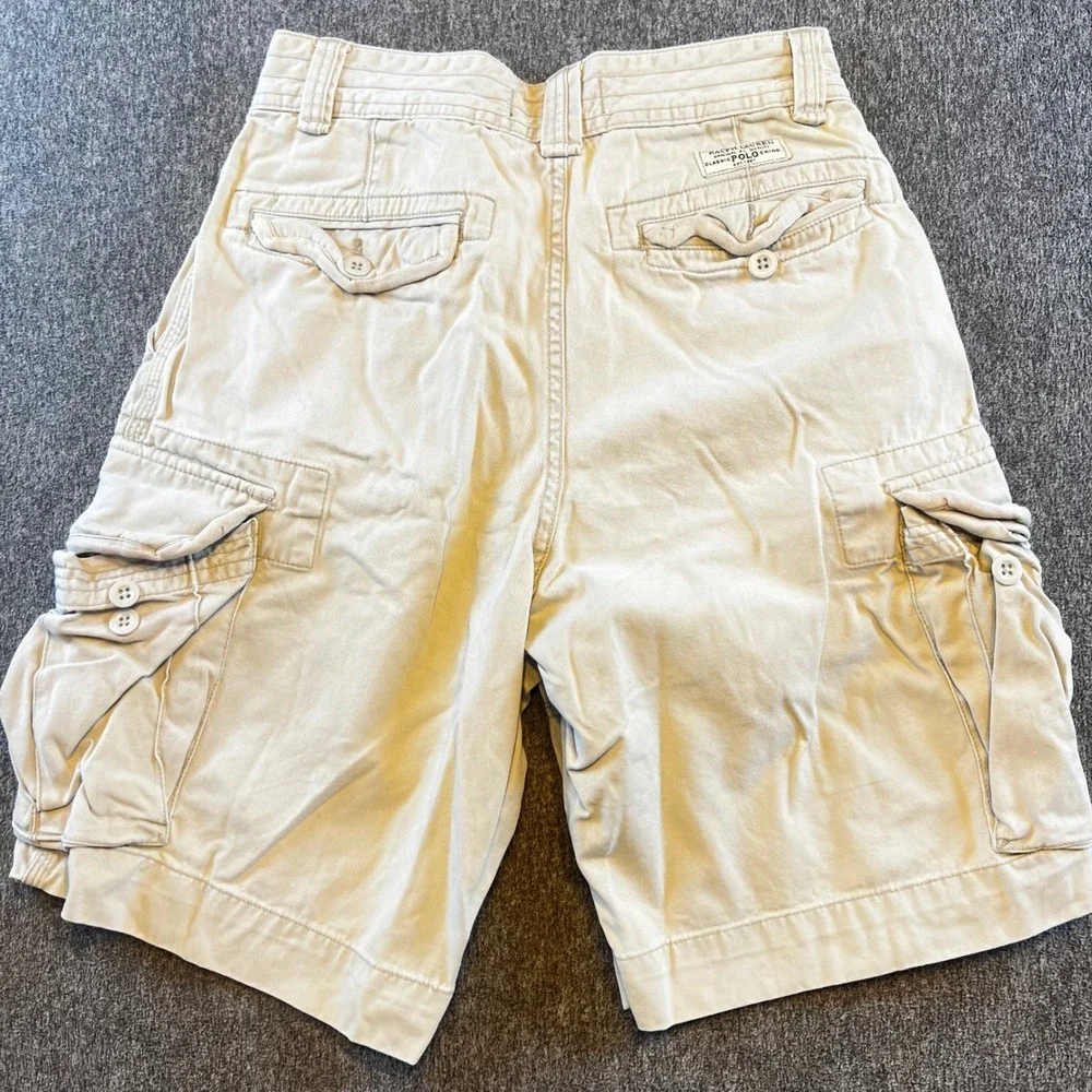 Polo Ralph Lauren Mens Cargo Shorts Beige Casual Outdoor Cotton Size 30‎